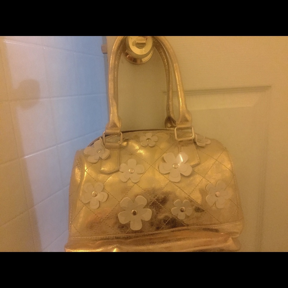 Charming Charlie Gold Floral Handbag